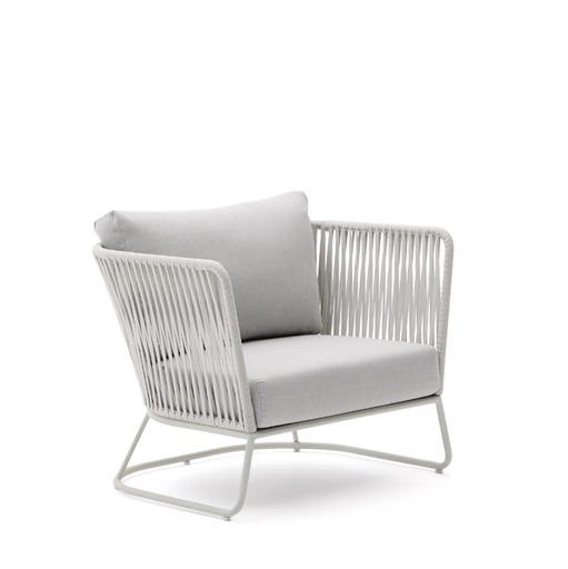 SACONCA - Fauteuil d'extérieur en corde et acier galvanisé gris 