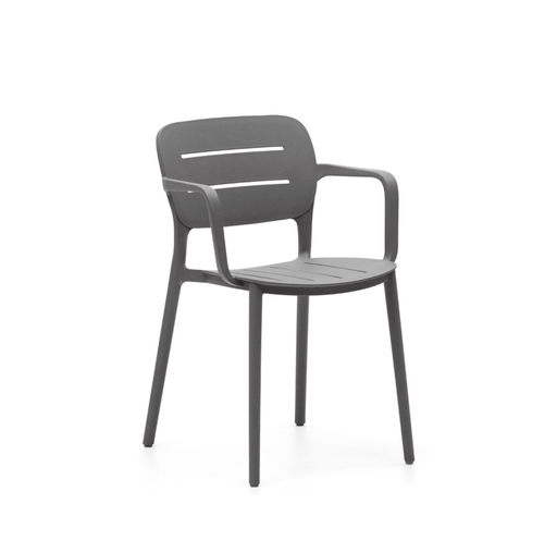 [CC6108S15] MORELLA - Chaise de jardin en plastique gris 