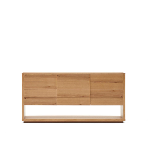 ALGUEMA - Buffet 4 portes en placage de chêne finition naturelle - 200 x 74 cm